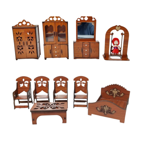 Handcrafted Wooden Dollhouse Furniture Set