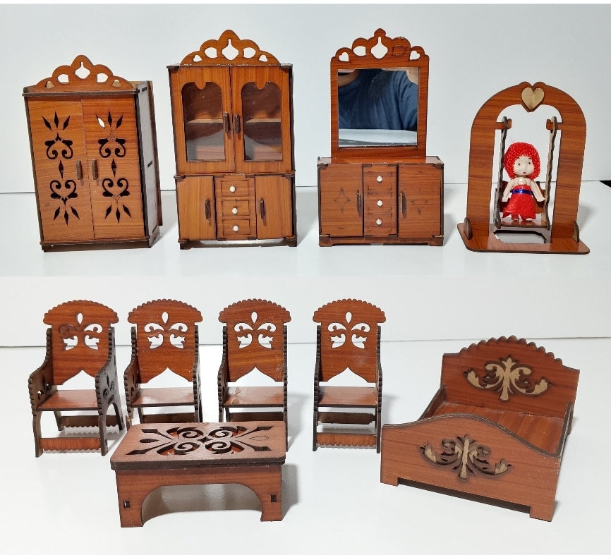 AA Handcrafted Wooden Dollhouse Furniture Set