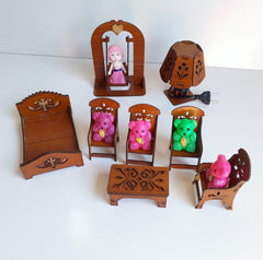 Wooden Mini Furniture Set for Pretend Play | Doll & Teddy Combo 💖